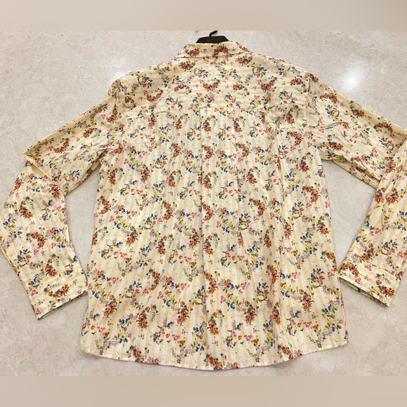 Frank & Eileen Silvio Floral Stripe Button-Up Shirt Size Small - Picture 9 of 12